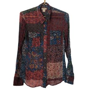 Lucky Brand Multicolor Patchwork Blouse